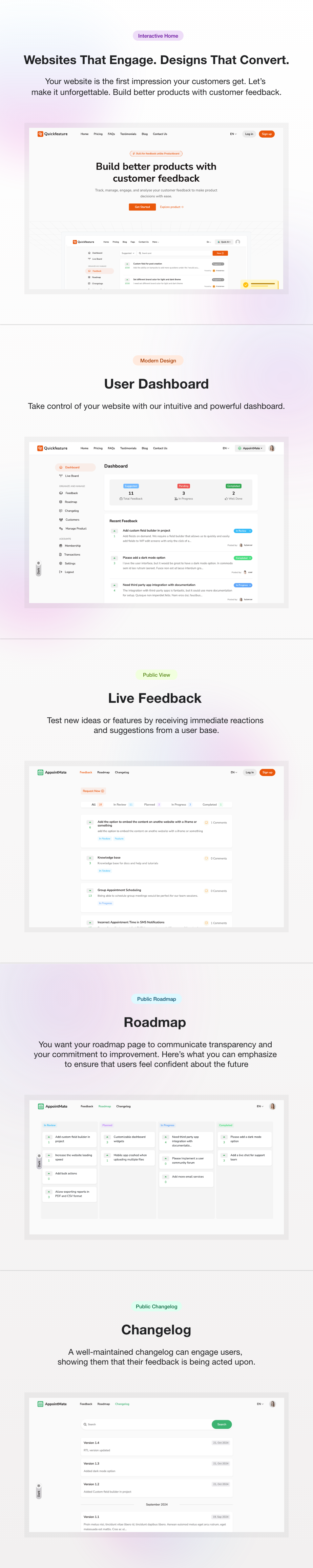 QuickFeature Feature Requests and Feedback Management SaaS Laravel CMS